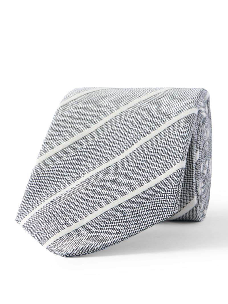 Richard James - Striped Silk and Linen-Blend Gabardine Neck Tie - Men - Gray von Richard James