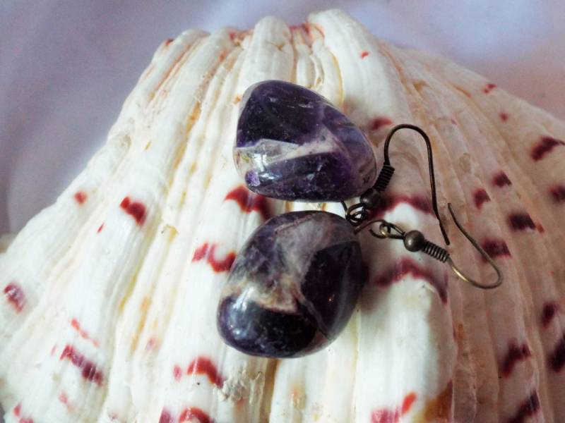 Amethyst Lila Achat Stein Tropfen Ohrringe Amethyst Lila Achat Stein Tropfen Ohrringe von Richarme