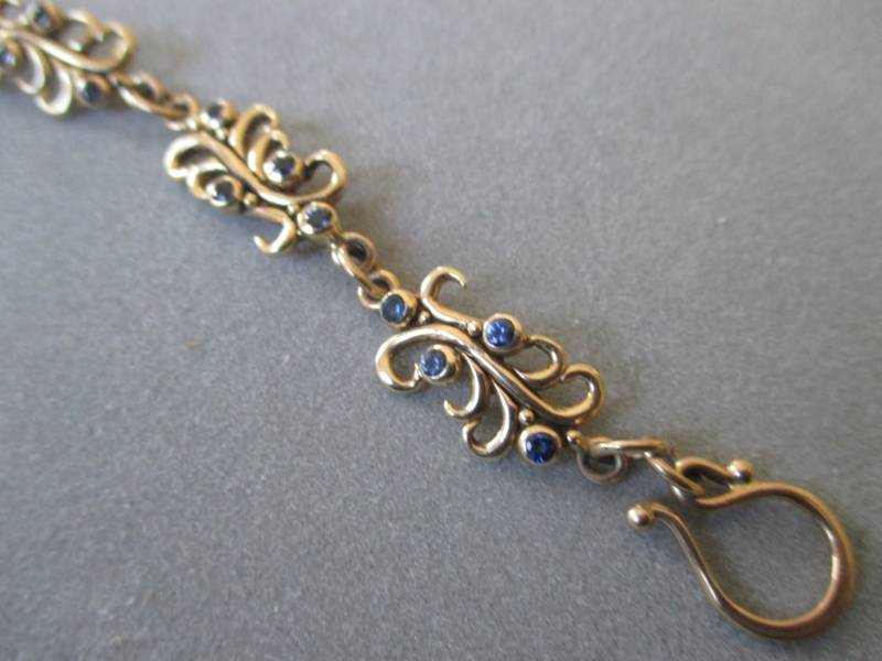 14Kt Gelb Solid Gold Blauer Saphir Swirl Link Armband, September Geburtsstein von RichelleJewelry