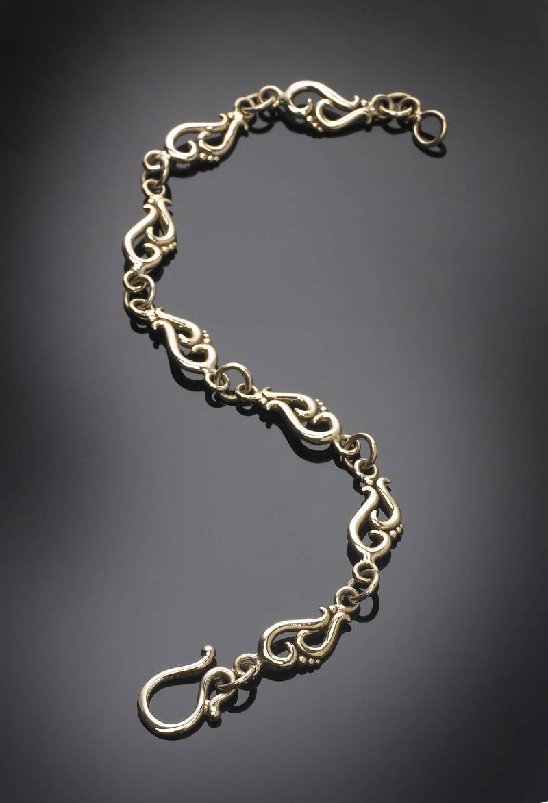 14Kt Gelbgold Swirl Link Armband von RichelleJewelry