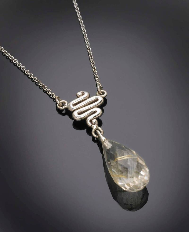 14Kt Solid Gold Rutilquarz Briolette Squiggle Lariat Y-Halskette von RichelleJewelry