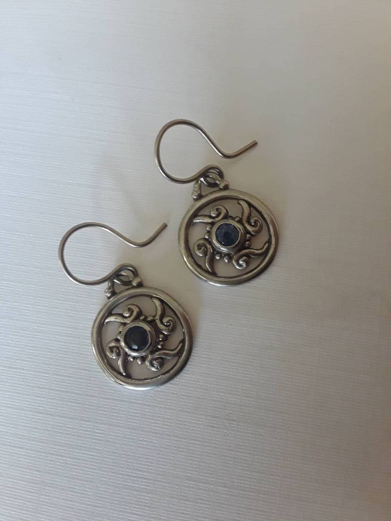 14Kt Weißgold Saphir Kreis Ohrringe, September Geburtsstein von RichelleJewelry