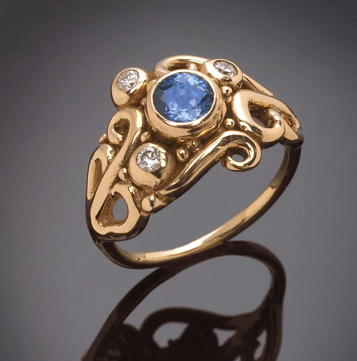 14Kt. Gold Saphir Swirl Verlobungsring, September Geburtsstein von RichelleJewelry