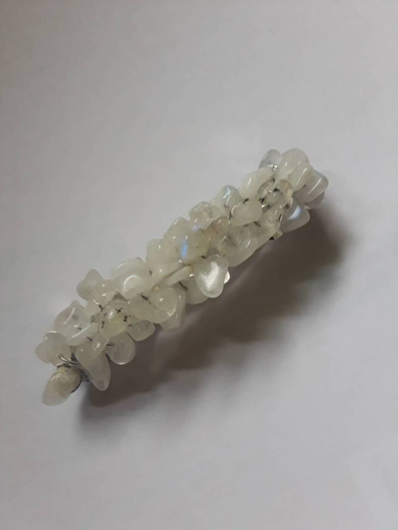 Boho Perlen Weiß Mondstein Haarspange von RichelleJewelry