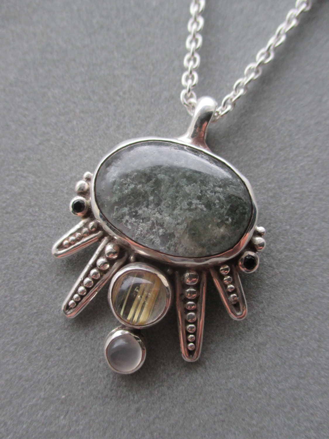 Einzigartiger Sterling Silber Rutilquarz Anhänger #pdtok09Ss von RichelleJewelry