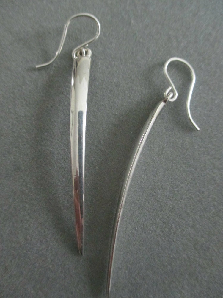 Moderne Lange Silber Fork Tine Spike Ohrringe von RichelleJewelry