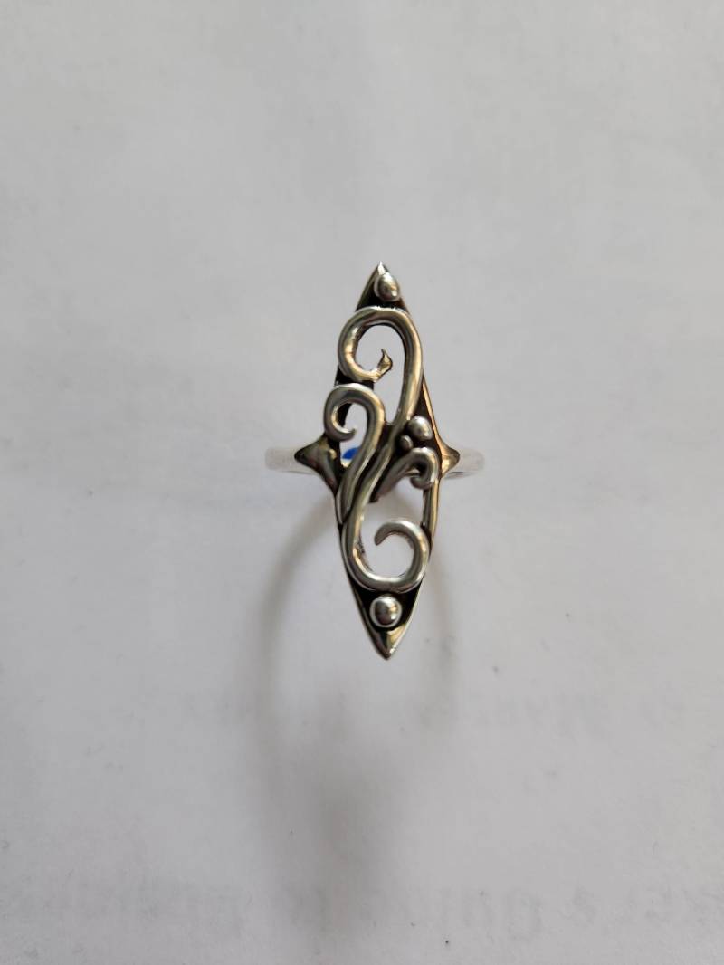 Swirl Langer Finger-Statement Ring Aus Sterlingsilber von RichelleJewelry