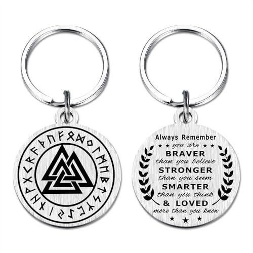 Richesele Wikinger nordischer Odin Valknut Schlüsselanhänger Amulett - Keltische Wikinger Runen Knoten Safe Reise Schutz Schlüsselanhänger - Wikinger Geschenke für Männer Frauen, silber, S von Richesele