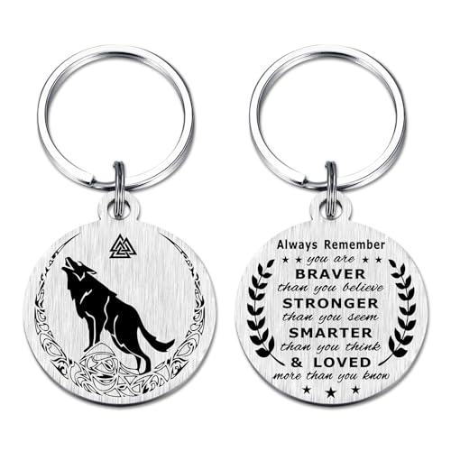 Richesele Wikinger Geschenke für Männer – Keltische Wikingerrunen Amulett Schutz Schlüsselanhänger – nordische Mythologie schützender Talisman Rune sicheres Reisegeschenk, Wolf Fenrir von Richesele