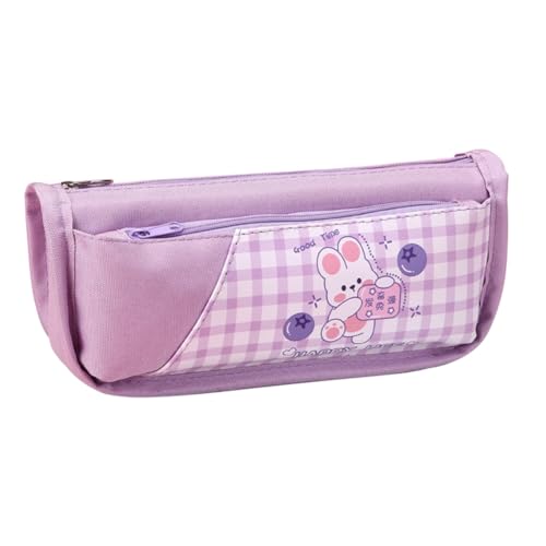 Richeyty Niedliches FedermäPpchen Aus Leder mit Lila Kaninchenmuster, FedermäPpchen, Schreibwarenetui, Aufbewahrungsbox von Richeyty