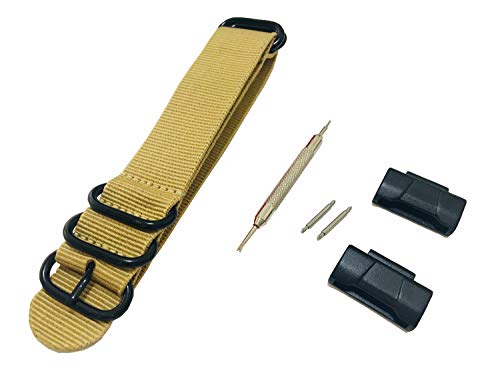 Richie Strap ] Das neue 16 mm Lugs 24 mm 5 Ring Nylon Uhrenarmband Metall Adapter Kit für GA100 GA110 GD100 GD120 GW5600 und andere 16 mm Lugs Casio GShock G-Shock, khaki, Riemen von Richie strap