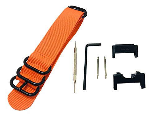 Richie strap 22 mm 5-Ring-Nylon-Uhrenarmband GWG1000, Metall-Adapter-Set für Casio GShock G-Shock GWG-1000, Orange, Armband von Richie strap