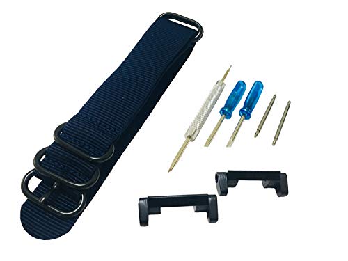 Richie strap Uhrenarmband, 22 mm, 5-Ring-Nylon, GSteel Metall-Adapter-Set für Casio GShock G-Steel-Modelle GST100, GSTB100, GST300, GST400, GST410, GSTW120L, GSTW310, blau, Armband Richie strap Uhrenarmband, 22 mm, 5-Ring-Nylon, GSteel Metall-Adapter-Set für Casio GShock G-Steel-Modelle GST100, GSTB100, GST300, GST400, GST410, GSTW120L, GSTW310, blau, Armband von Richie strap