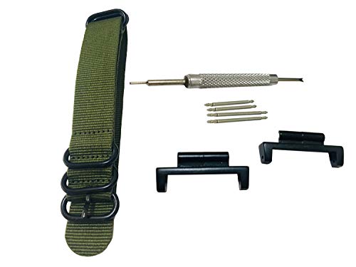Richie Strap Nylon-Uhrenarmband, 20 mm, 5 Ringe, GWM5610, 16 mm, Metall-Adapter-Set für Casio GShock 5600 / 5610, G100, GW2310, DW6600, GW6900, GA800, 5700, grün, Band von Richie strap