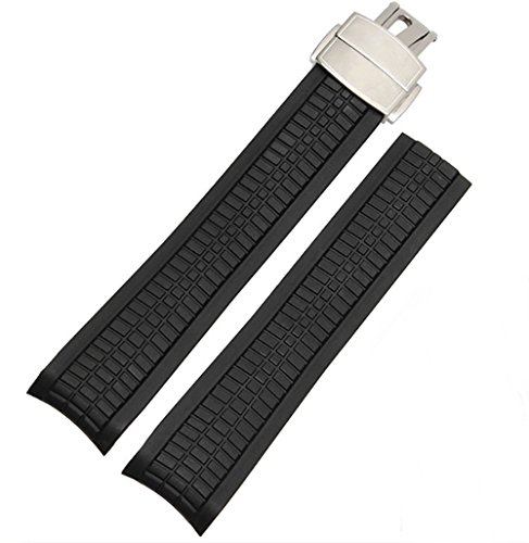 [Richie Strap] 21 mm Gummi-Band für Patek Philippe Aquanaut [5164/5165] Armbanduhr, Schwarz (silberfarbene Schnalle), Band von Richie strap