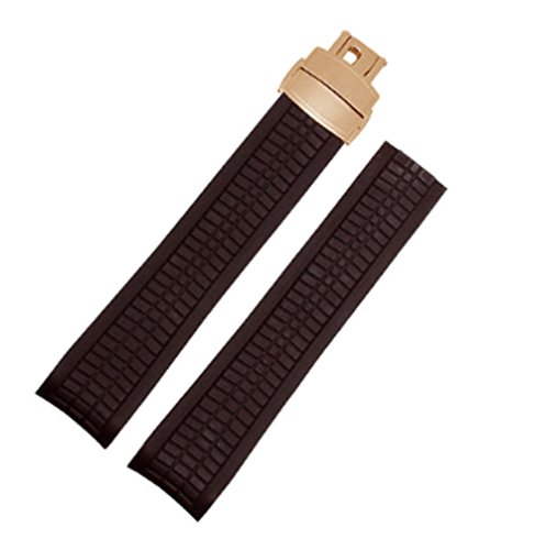 Richie strap Silikonband, 21 mm, für Patek Philippe Aquanaut [5164/5165], Braun (rotgoldene Schnalle), Riemen von Richie strap