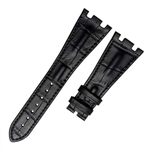 Richie strap Uhrenarmband aus schwarzem Leder, 28 mm, passend für Audemars Piguet Royal Oak AP100, Schwarz (Black Line), Riemen von Richie strap