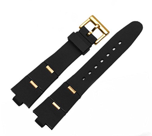 [Richie Strap] 22 mm x 8 mm schwarzes Gummi-Taucher-Uhrenarmband Schnalle Schnalle Passend für Divas 'Traum (Gold) von Richie strap