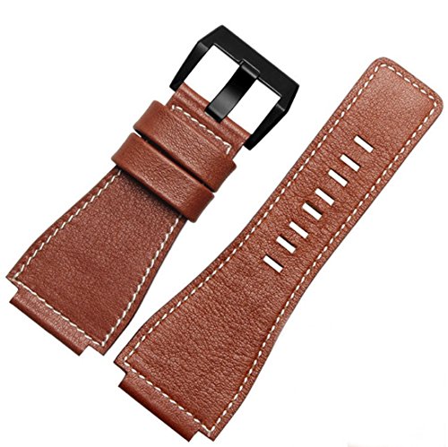 Richie strap Uhrenarmband aus Leder, konvex, 35 x 24 mm, für Bell Ross BR01/BR03, Braun (schwarze Schnalle), Riemen von Richie strap