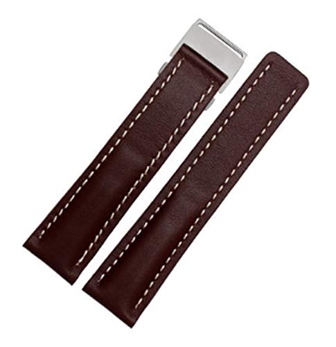 Richie strap Uhrenarmband aus Leder, 22 mm, 24 mm, Faltschließe für Breitling Superocean Héritage, Braun (silberfarbene Schnalle), 22 mm, Riemen von Richie strap