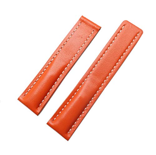 Richie strap 22 mm / 24 mm Leder-Uhrenarmband, Faltschließe, Schnalle für Breitling Superocean Héritage, Orange (ohne Schnalle), 24 mm, Armband von Richie strap