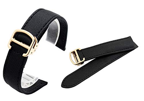 Richie strap Uhrenarmband aus Segeltuch und Leder mit 16 mm/18 mm/20 mm, passend für Cartier Tank Ronde Solo (Schnalle), Goldene Schnalle, 20 mm, Riemen Richie strap Uhrenarmband aus Segeltuch und Leder mit 16 mm/18 mm/20 mm, passend für Cartier Tank Ronde Solo (Schnalle), Goldene Schnalle, 20 mm, Riemen von Richie strap
