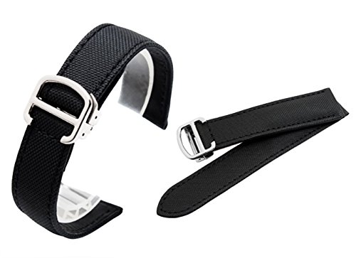Richie strap Uhrenarmband aus Segeltuch und Leder mit 16 mm/18 mm/20 mm, passend für Cartier Tank Ronde Solo (Schnalle), Schnalle aus Edelstahl., 20 mm, Riemen von Richie strap