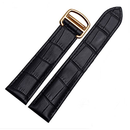 Richie strap 16 mm, 18 mm, 20 mm, Krokodilleder-Muster, Lederarmband-Schnalle für Tank, Schwarz (goldene Schnalle)., 20 mm, Riemen von Richie strap