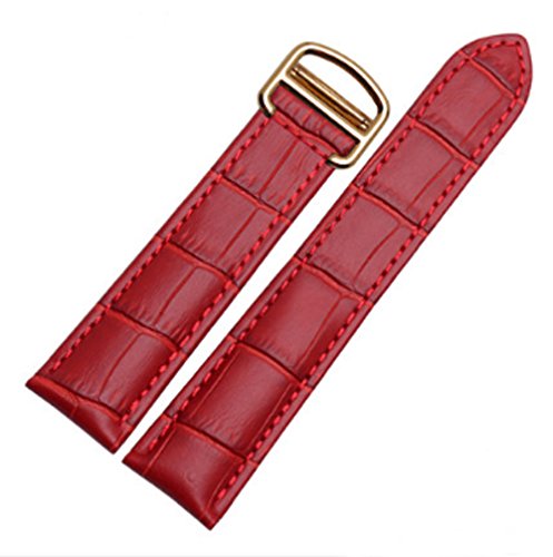 Richie strap 16 mm, 18 mm, 20 mm, Krokodilleder-Muster, Lederarmband-Schnalle für Tank, Rot (goldene Schnalle)., 20 mm, Riemen von Richie strap