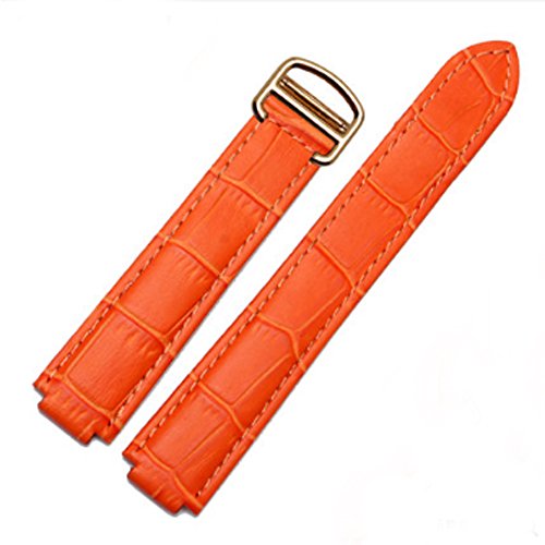 [Richie Strap] 18 mm 20 mm Krokodilleder-Armbandschnalle für Cartier Blue Balloon, Orange (goldene Schnalle), 18 mm, Riemen von Richie strap