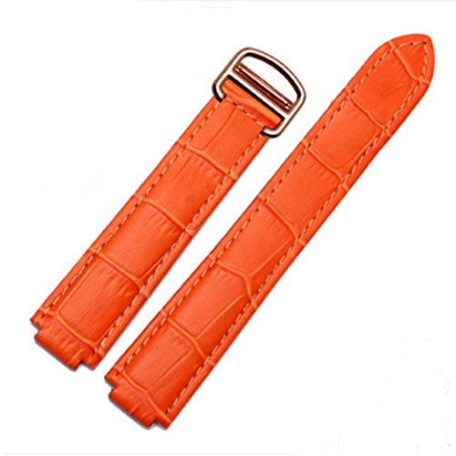 [Richie Strap] 18 mm 20 mm Krokodilleder-Armbandschnalle für Armbanduhr Cartier Blue Balloon, Orange (rotgoldene Schnalle), 18 mm, Riemen von Richie strap