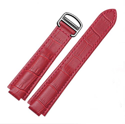 [Richie Strap] 18 mm 20 mm Krokodilleder-Armbandschnalle für Cartier Blue Balloon, Rot (silberfarbene Schnalle), 18 mm, Riemen von Richie strap