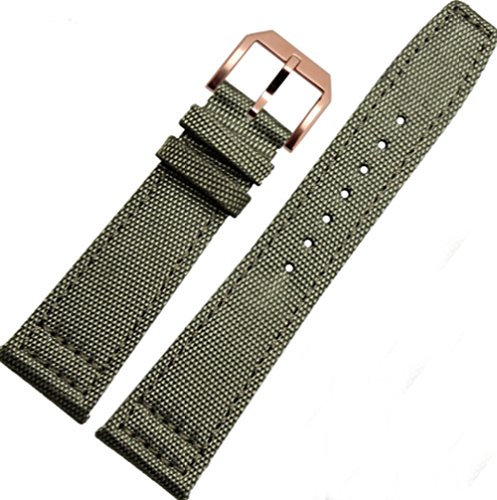 Richie strap 20 mm, 21 mm, 22 mm, Canvas-Lederarmband, passend für IWC-Pilotenuhren, Hellgrün (rotgoldene Schnalle), 22 mm, Armband von Richie strap
