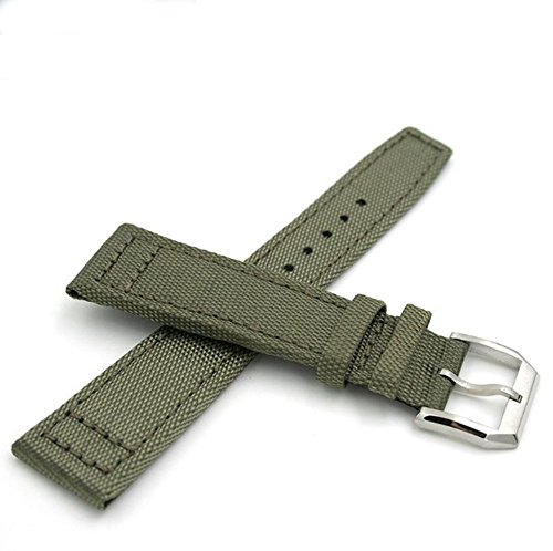 Richie strap 20 mm, 21 mm, 22 mm, Canvas-Lederarmband, passend für IWC-Pilotenuhren, Hellgrün (silberfarbene Schnalle), 22 mm, Armband von Richie strap
