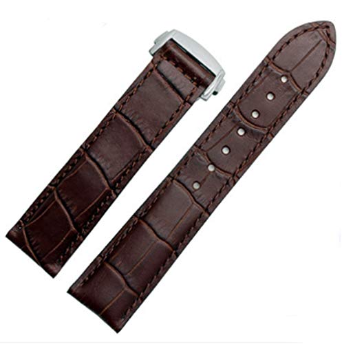 Richie strap Uhrenarmband, 19 mm/20 mm/22 mm, schwarz/braun, Leder, Faltschließe, passend für Omega [SpeedMaster] [De Ville], Braun (silberfarbene Schnalle)., 22 mm, Riemen von Richie strap