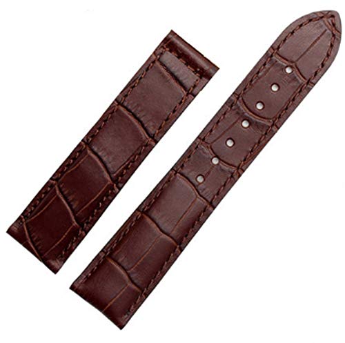 Richie strap Uhrenarmband, 19 mm/20 mm/22 mm, schwarz/braun, Leder, Faltschließe, passend für Omega [SpeedMaster] [De Ville], Braun (mit Schnalle), 19 mm, Riemen von Richie strap