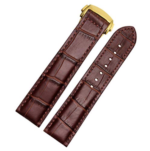 Richie strap 18 mm Damen-Uhrenarmband aus Leder für Omega [SpeedMaster] [Seamaster] [De Ville], Braun (goldene Schnalle)., Riemen von Richie strap