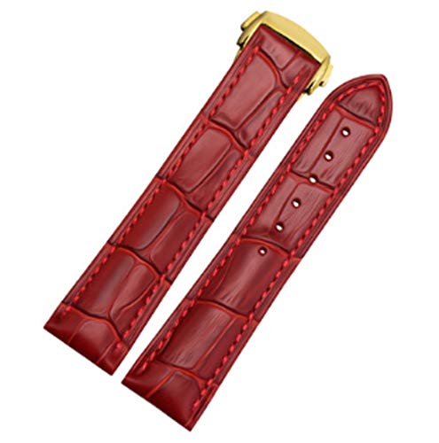 Richie strap 18 mm Damen-Uhrenarmband aus Leder für Omega [SpeedMaster] [Seamaster] [De Ville], Rot (goldene Schnalle)., Riemen von Richie strap