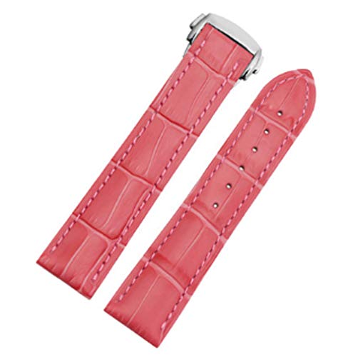 Richie strap 18 mm Damen-Uhrenarmband aus Leder für Omega [SpeedMaster] [Seamaster] [De Ville], Rosa (silberfarbene Schnalle), Riemen von Richie strap