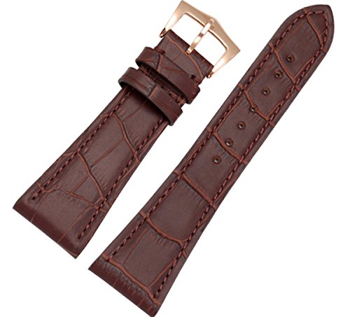 Richie strap Uhrenarmband aus Leder, 25 mm, schwarz/braun, passend für Patek Philippe [W409872], Braun (rotgoldene Schnalle)., Riemen von Richie strap