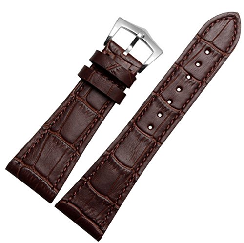 Richie strap Uhrenarmband aus Leder, 25 mm, schwarz/braun, passend für Patek Philippe [W409872], Braun (silberfarbene Schnalle), Riemen von Richie strap