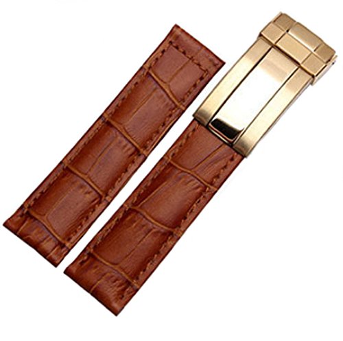 Richie strap 19 mm/20 mm Lederband mit Schnalle, passend für Rolex Daytona Submariner Uhren, Hellbraun (goldene Schnalle), 19 mm, Gurt von Richie strap