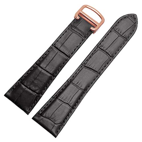 Richie strap Passend für Cartier Calibre de Diver W7100060 Uhrenarmband, 22 mm/23 mm/24 mm/25 mm, schwarz/braun, Schwarz (Rose Gold Buckle), 24 mm, Taucher von Richie strap