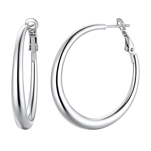 Ohrring Frau Mädchen Ohrringe Creolen Spitz Durchmesser 40 mm Farbe Silber von Richsteel