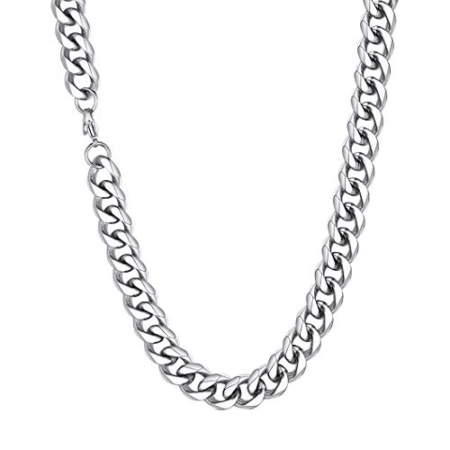 Richsteel herren jungen panzerkette 12mm breit 55cm Kubanische Kette Edelstahl massive Cuban Link Chain Klassische Kubannische Kette mit Karabinerverschluss von Richsteel