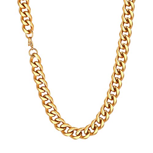 Richsteel 12mm breit 61cm lang Panzerkette Unisex Klassische Cuban Link Chain Punk Herren Männer Halskette Partnerkette Freundschaftskette von Richsteel