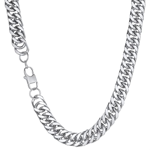 Richsteel 13mm breit Panzerkette für Herren Männer Punk Cuban Link Chain in 55cm lang Hip pop Halskette mit Geschenkebox für Valentinstag Geburtstag Weihnachten von Richsteel