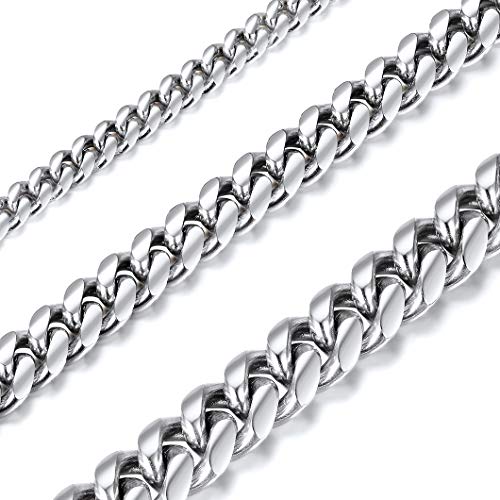 Richsteel 14MM breit 50cm lang Geliederkette Silber herrenkette mit Schmuckbox für herren und männer von Richsteel