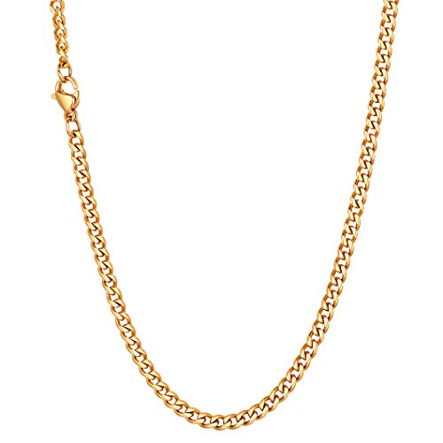 Richsteel 3mm breit 46cm lang 18k vergoldete damen Halskette massive Panzerkette Halskette Klassische Gliederkette mit Geschenkebox von Richsteel