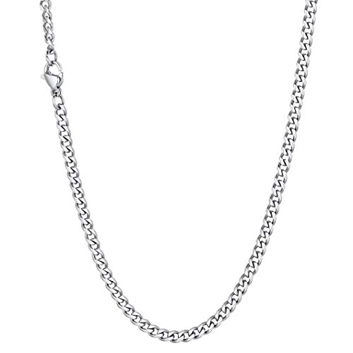 Richsteel 3mm breit 71cm Kette silber Halskette aus Edelstahl Panzerkette Halskette Partnerkette Freundschaftskette für Model Sänger von Richsteel